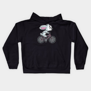 Rabbit Bicycle Cyclist Bunny Cycling print Kids Hoodie